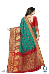 COTTON BASED JACQUARD SAREES - Saree Length Size-5.5m Blouse Length Size-0.8, Cotton Silk, Zari woves, pack of :1